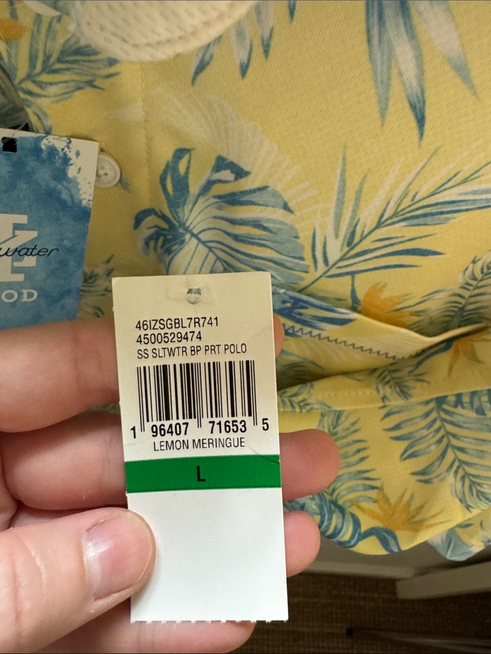 NWT IZOD Saltwater Tropical Print Polo Shirt Men’s Size L UPF 30 Wicking - Picture 7 of 8